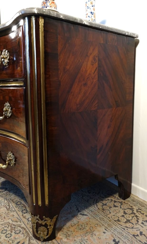 Commode en marqueterie d'époque Régence-photo-3