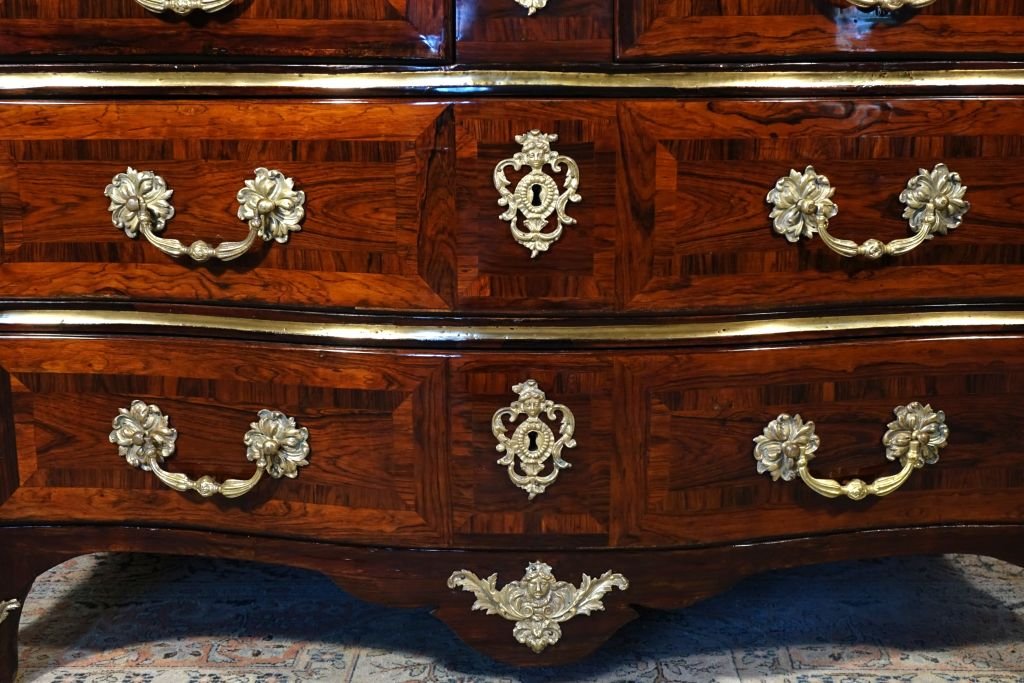 Commode en marqueterie d'époque Régence-photo-4