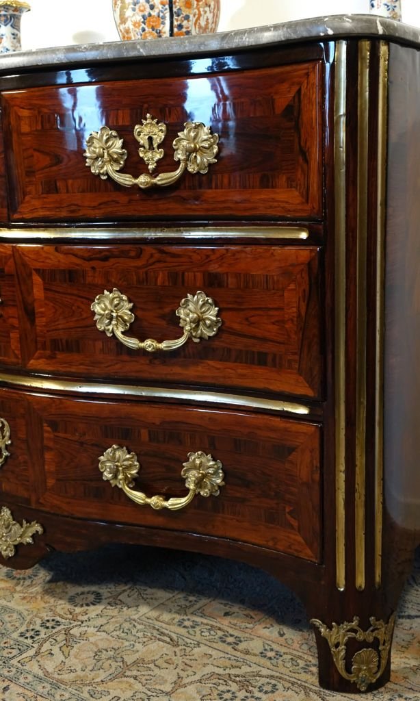 Commode en marqueterie d'époque Régence-photo-6