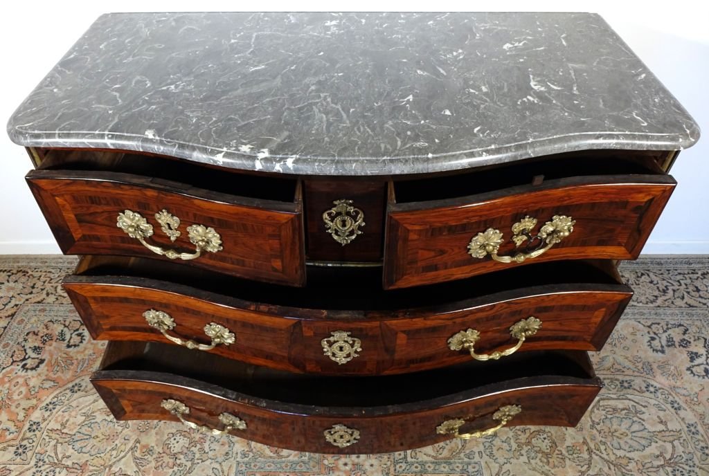 Commode en marqueterie d'époque Régence-photo-7