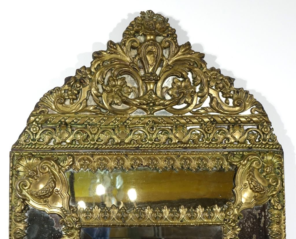 Miroir à fronton et parecloses de style Louis XIV-photo-2