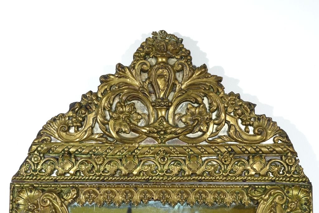 Miroir à fronton et parecloses de style Louis XIV-photo-3