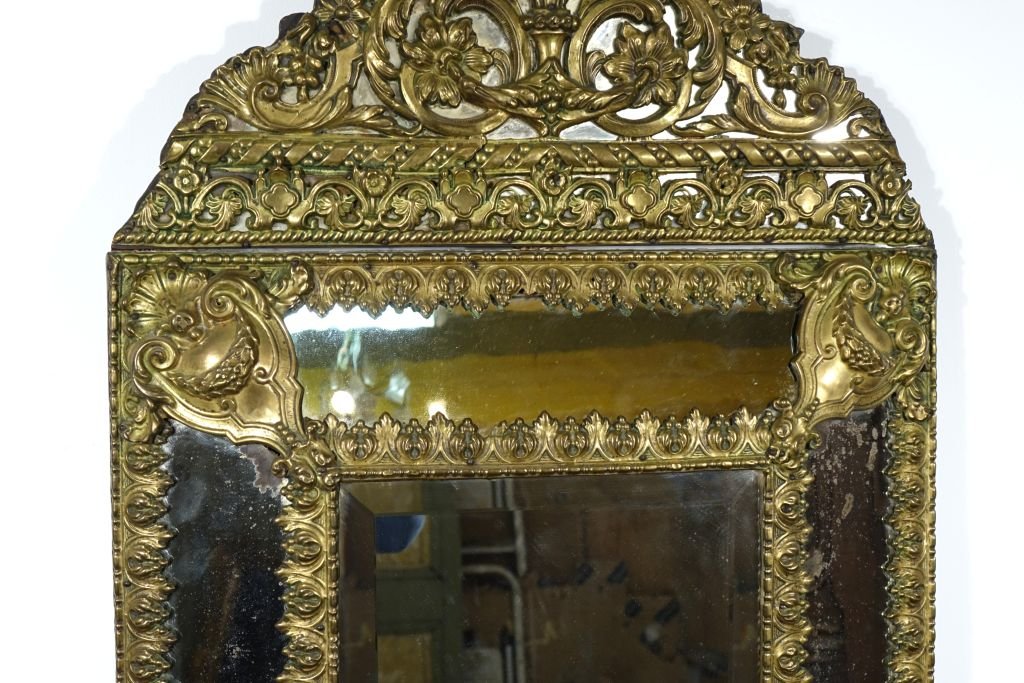 Miroir à fronton et parecloses de style Louis XIV-photo-3