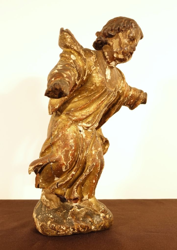 Carved And Gilded Wooden Angel-photo-2