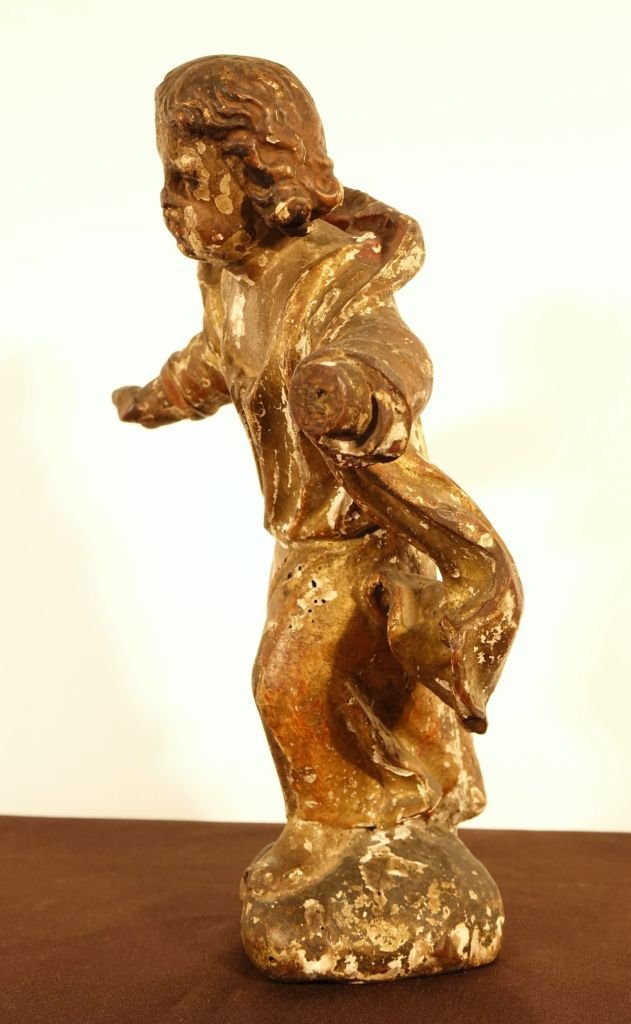 Carved And Gilded Wooden Angel-photo-3