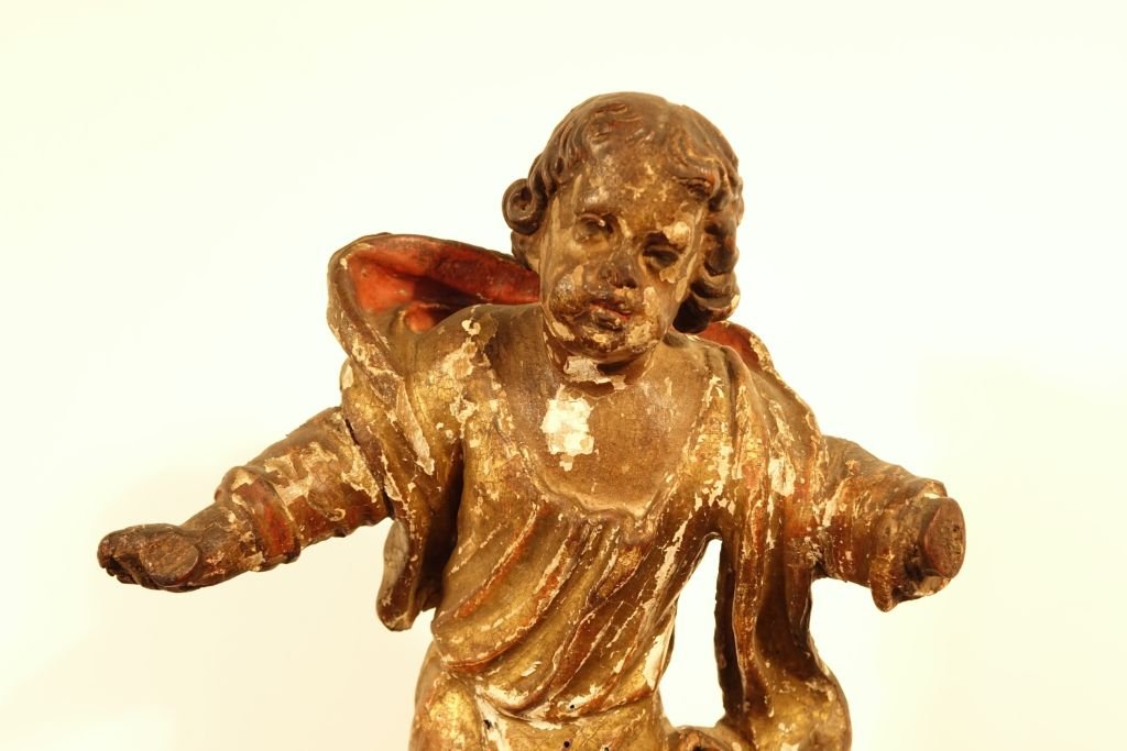Carved And Gilded Wooden Angel-photo-4