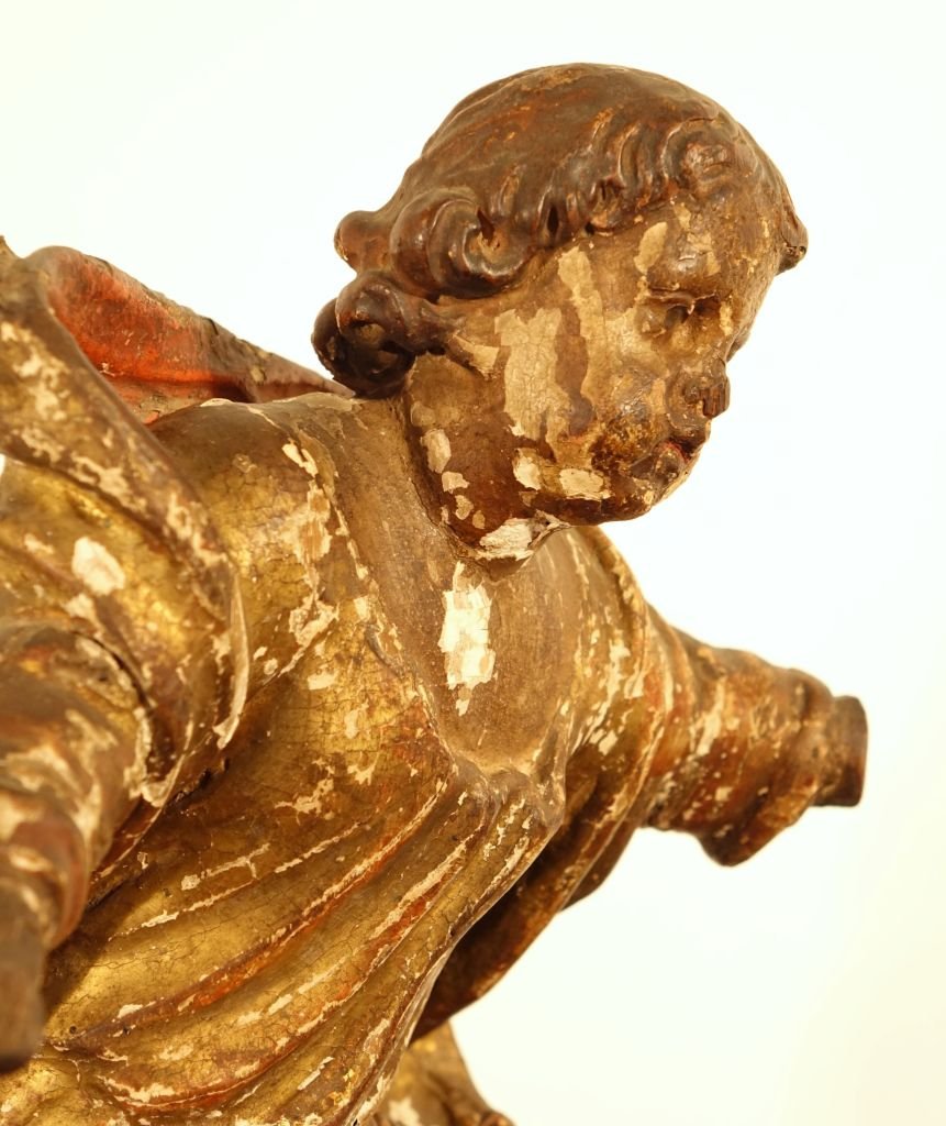 Carved And Gilded Wooden Angel-photo-1