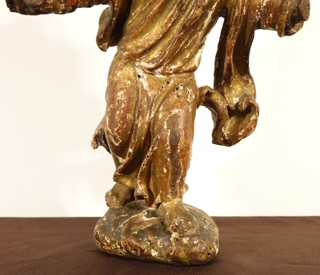 Carved And Gilded Wooden Angel-photo-4