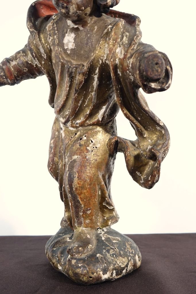Carved And Gilded Wooden Angel-photo-5