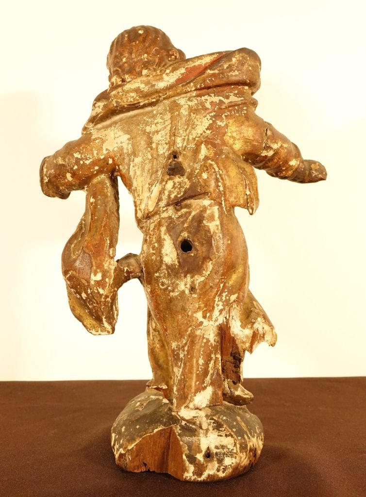 Carved And Gilded Wooden Angel-photo-6
