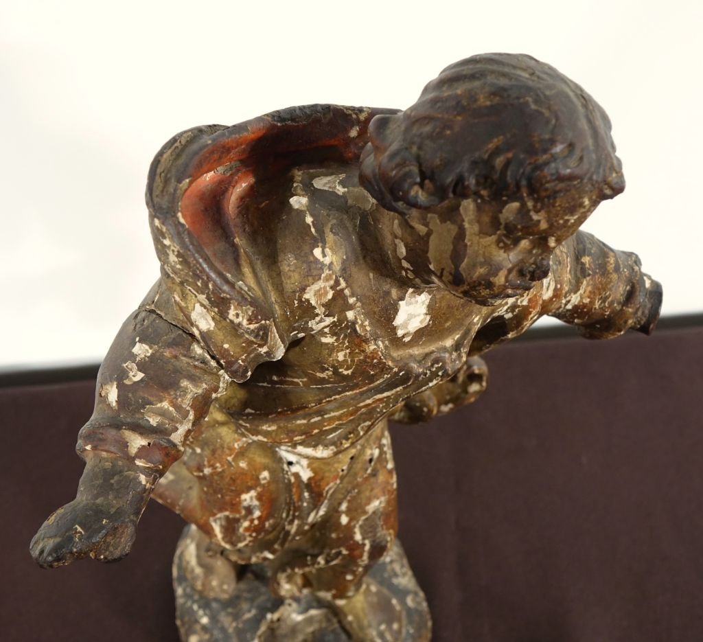 Carved And Gilded Wooden Angel-photo-8