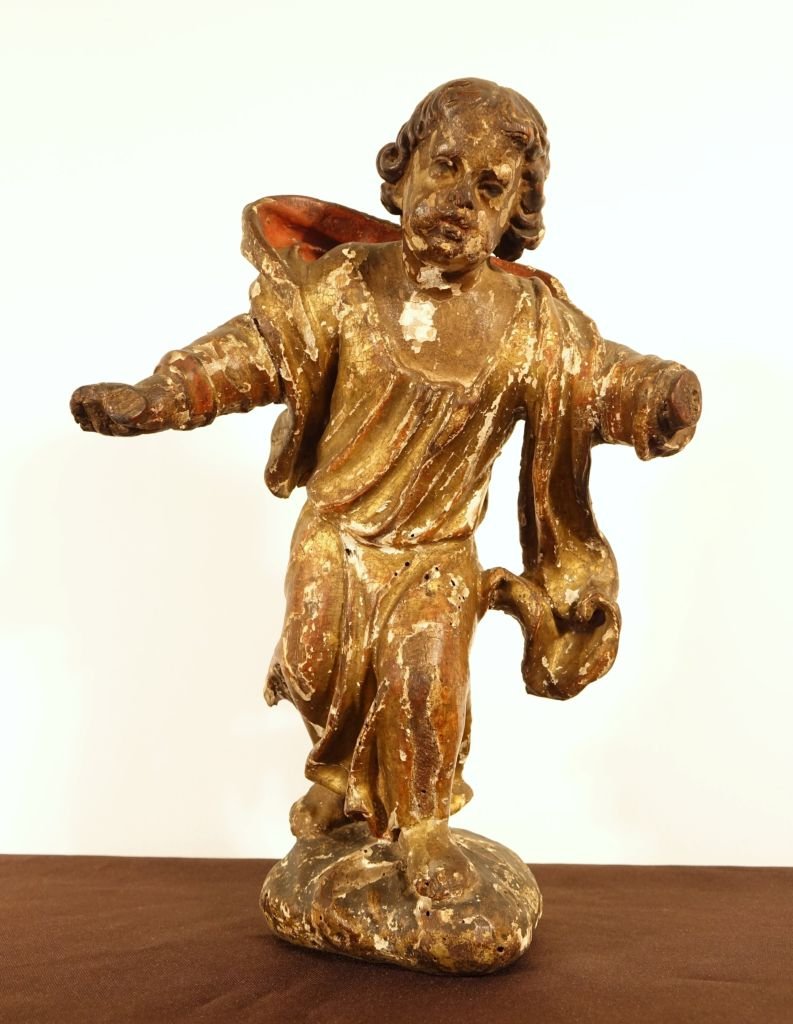 Carved And Gilded Wooden Angel