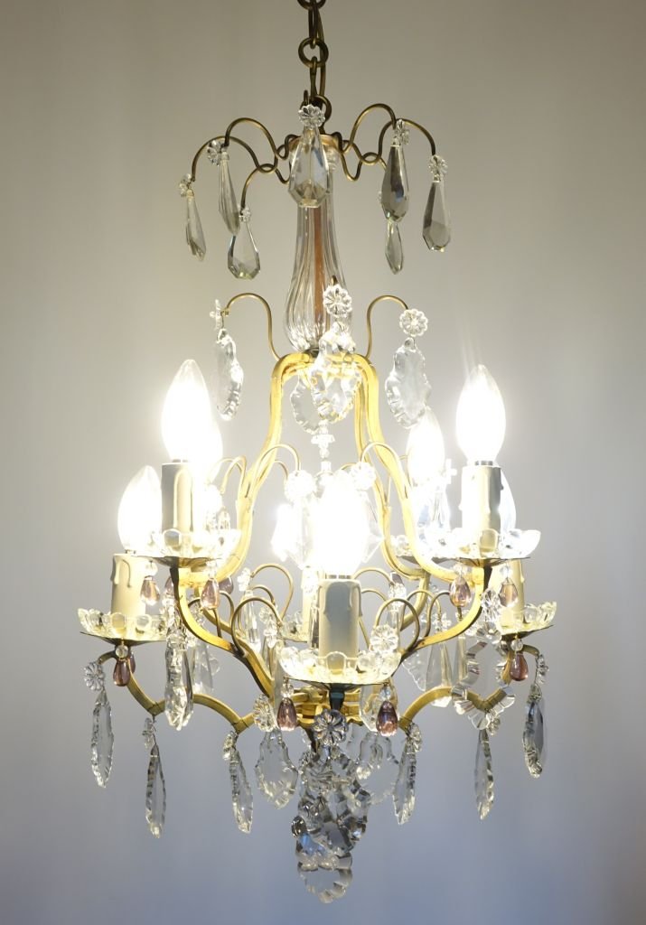 Eight-light Bronze Cage Chandelier-photo-2