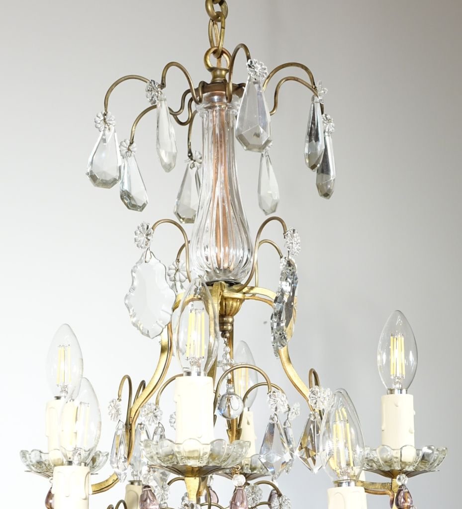 Eight-light Bronze Cage Chandelier-photo-2