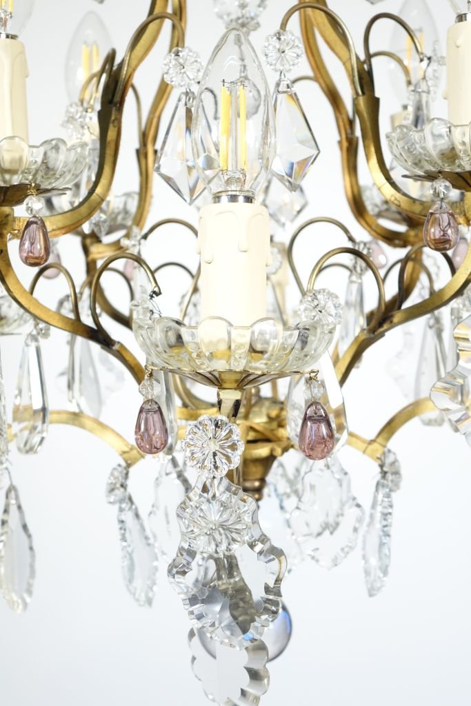 Eight-light Bronze Cage Chandelier-photo-3