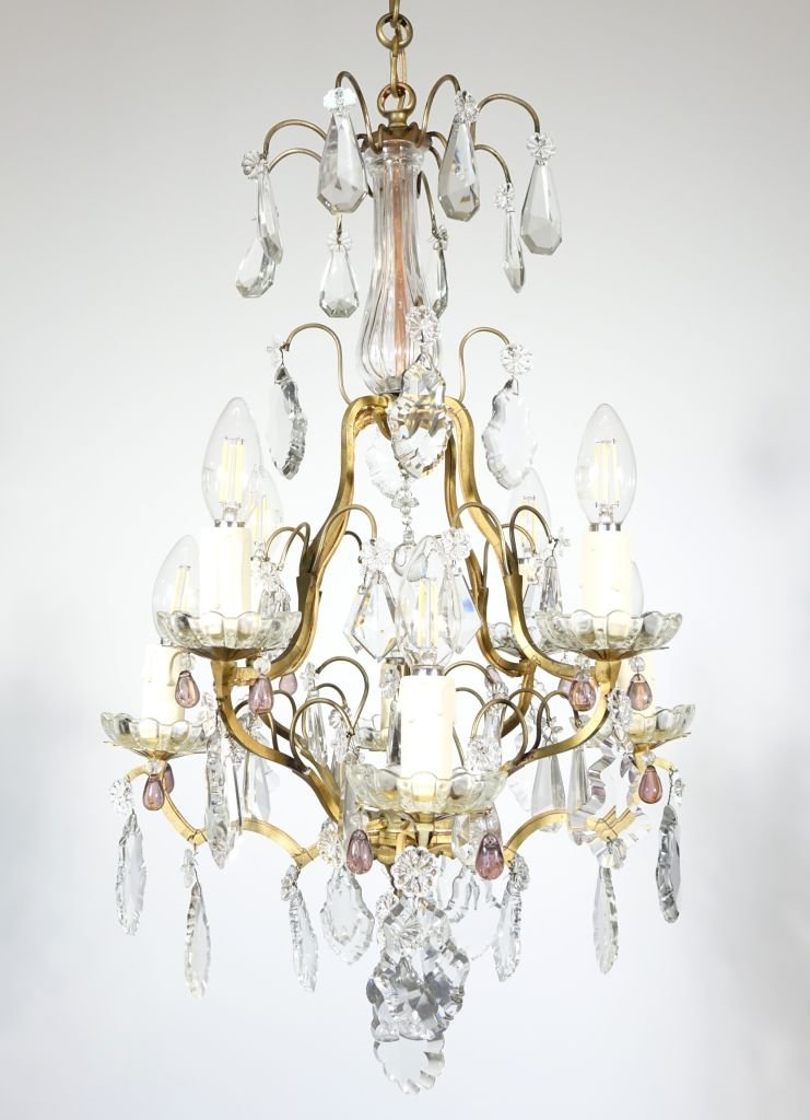 Eight-light Bronze Cage Chandelier-photo-8