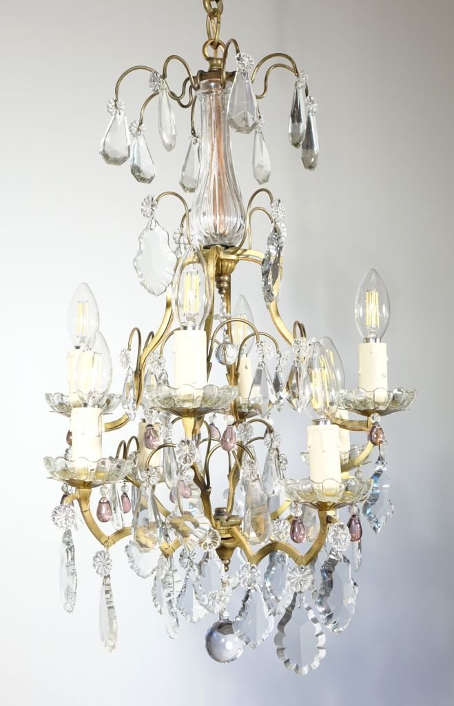 Eight-light Bronze Cage Chandelier