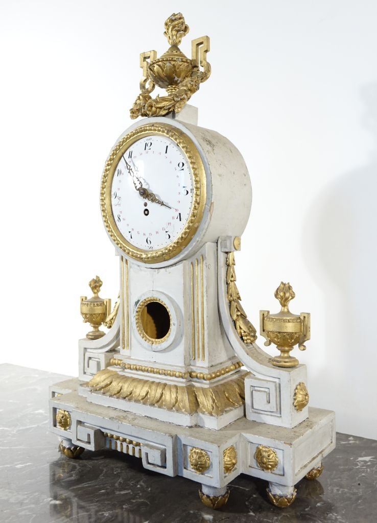 Louis XVI-style Carved Wooden Grandfather Clock-photo-2