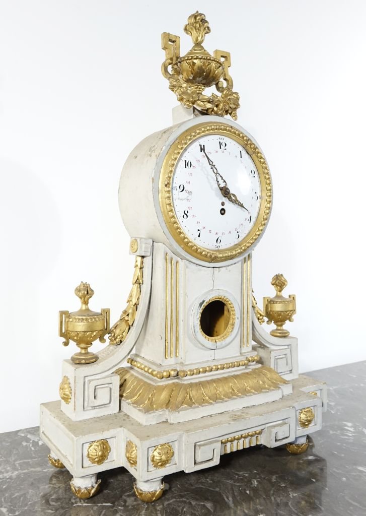 Louis XVI-style Carved Wooden Grandfather Clock-photo-3