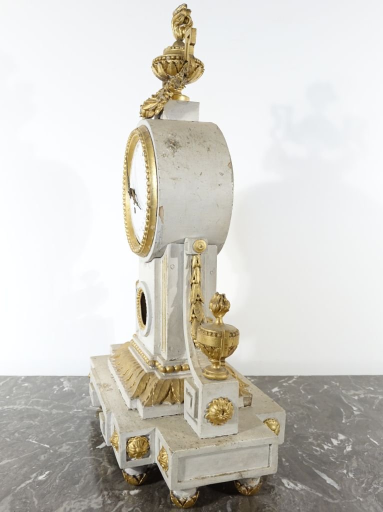 Louis XVI-style Carved Wooden Grandfather Clock-photo-4