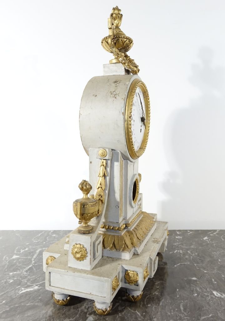 Louis XVI-style Carved Wooden Grandfather Clock-photo-1