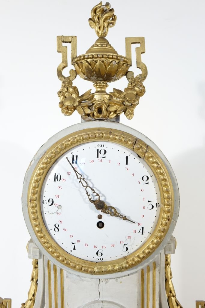 Louis XVI-style Carved Wooden Grandfather Clock-photo-3