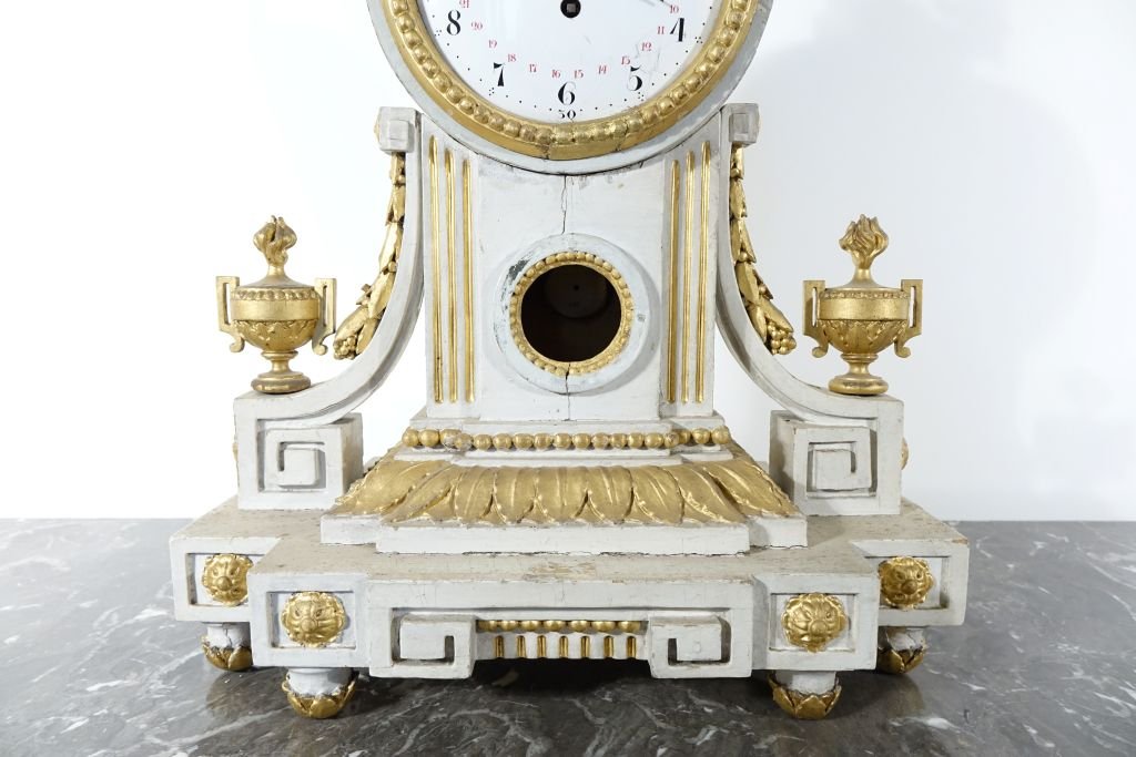 Louis XVI-style Carved Wooden Grandfather Clock-photo-4