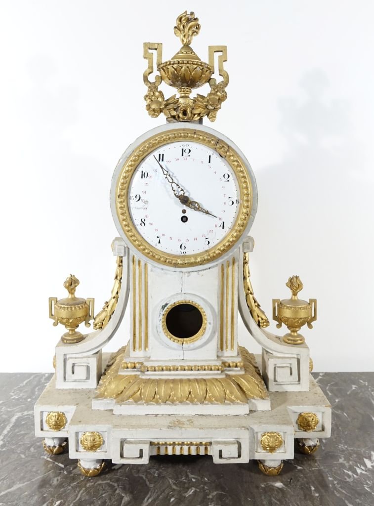 Louis XVI-style Carved Wooden Grandfather Clock