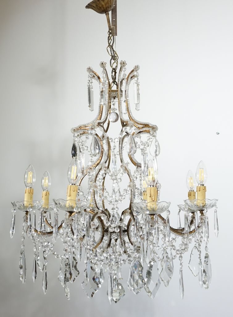 Lustre cage à rangs de perles à huit lumières-photo-2