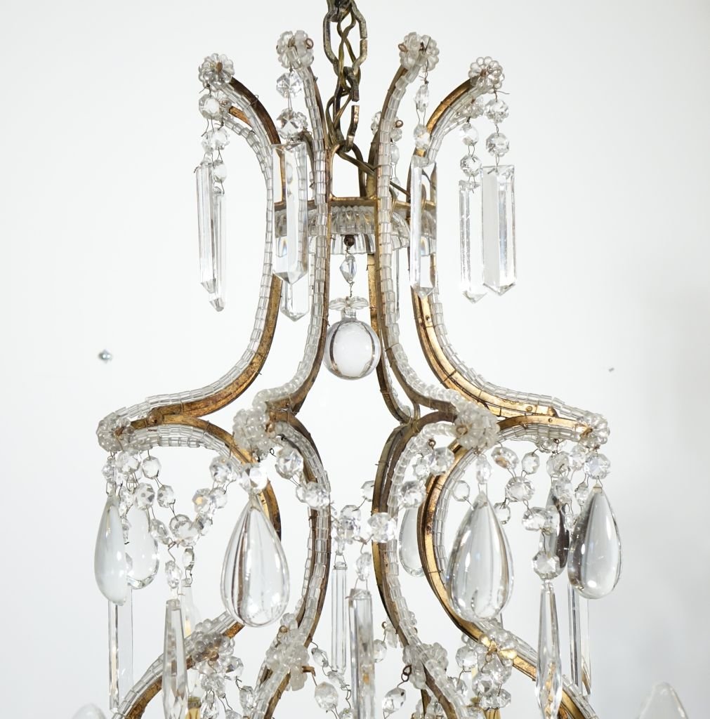 Lustre cage à rangs de perles à huit lumières-photo-4
