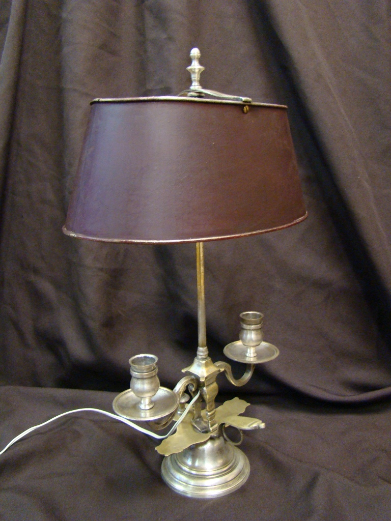 Hot Water Bottle Lamp With Two Lights Silver Bronze - Early Twentieth-photo-3