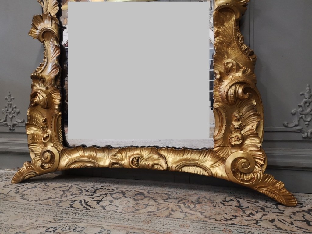 Miroir Italien En Bois Doré d'époque Louis XV. Milieu XVIIIème-photo-4