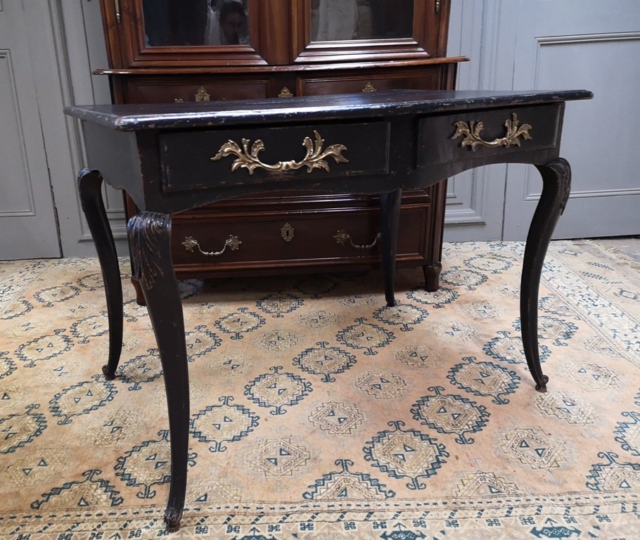 Regency Style Desk In Black Lacquered Wood-photo-2