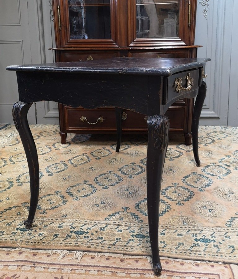 Regency Style Desk In Black Lacquered Wood-photo-4