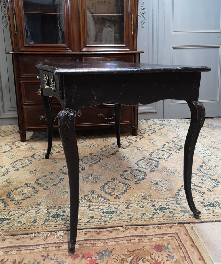 Regency Style Desk In Black Lacquered Wood-photo-2