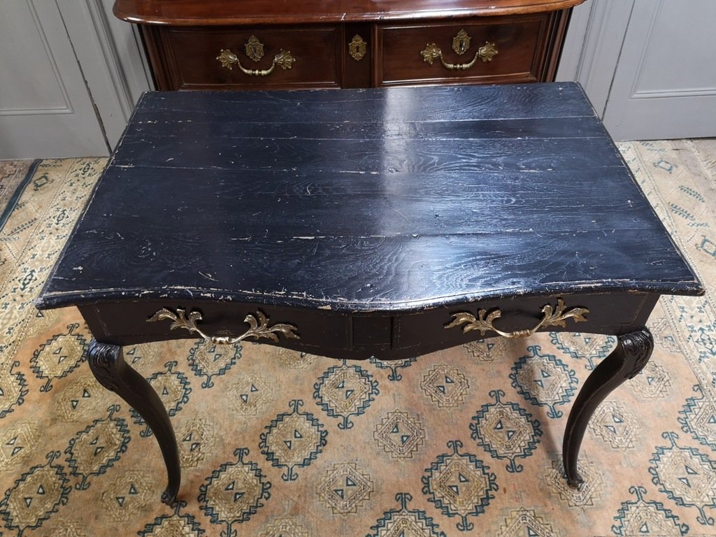 Regency Style Desk In Black Lacquered Wood-photo-3