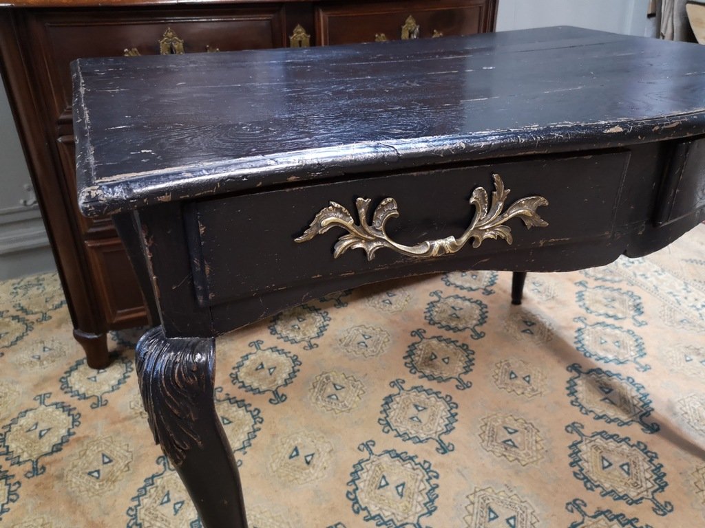 Regency Style Desk In Black Lacquered Wood-photo-4