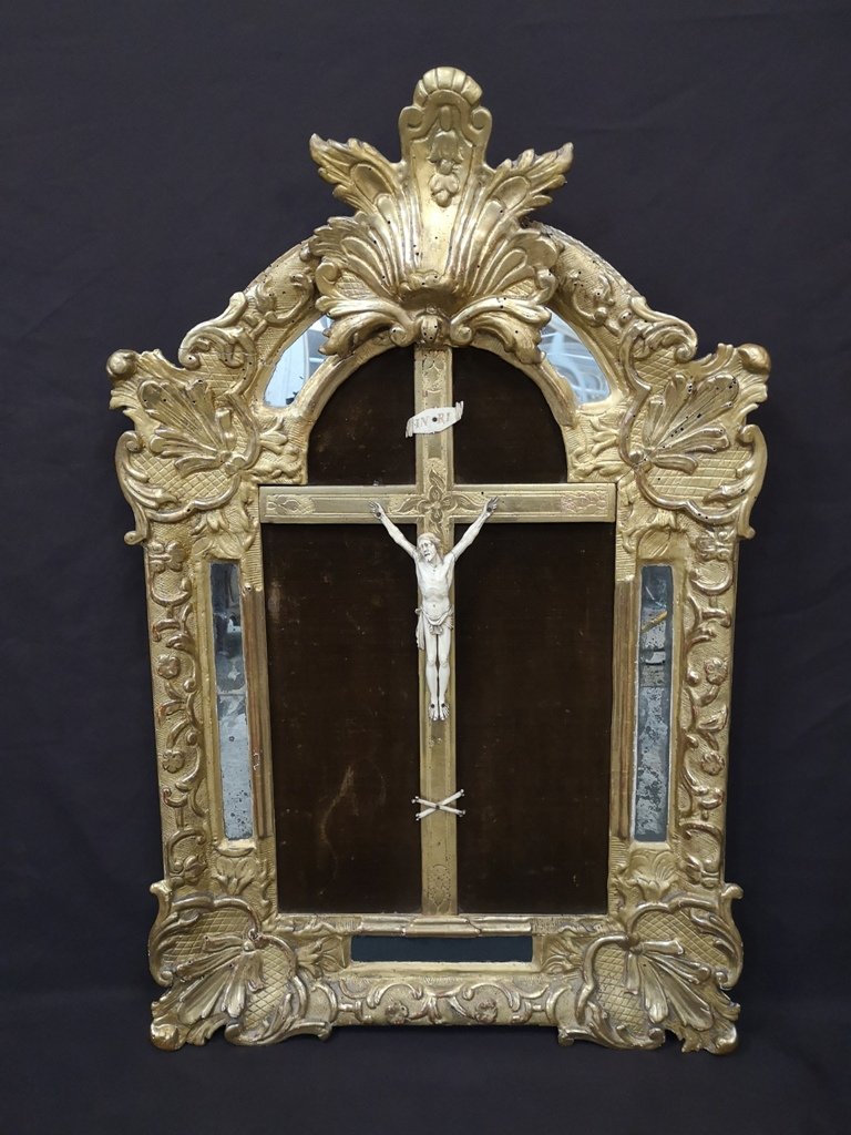 Ivory Christ In Frame With Beads. Regency Period