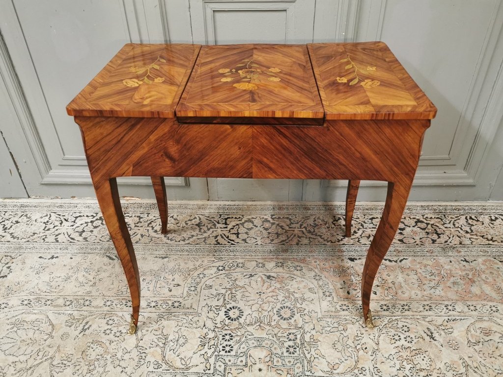 Dressing Table Louis XV In Marquetry. Middle XVIII-photo-2