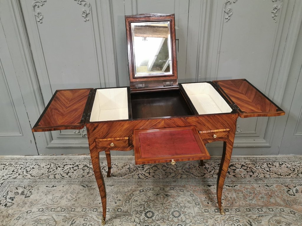 Dressing Table Louis XV In Marquetry. Middle XVIII-photo-6