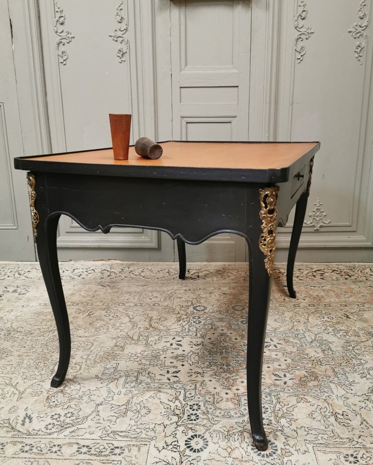 Table à Jeux Louis XV Laquée Noire. Epoque Milieu XVIIIème-photo-3