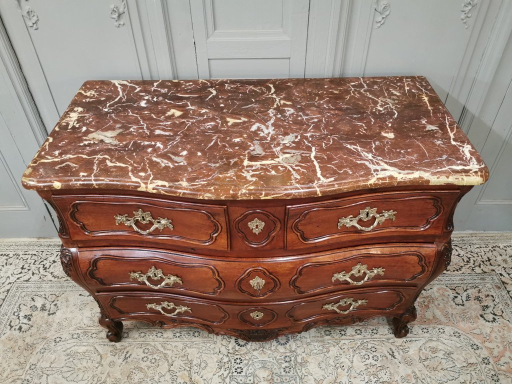Commode De Port En Acajou Massif d'époque Louis XV. Milieu XVIIIème-photo-2