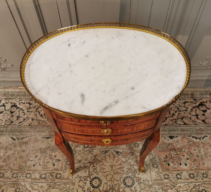 Table De Salon De Forme Tambour d'époque Transition Louis XV / Louis XVI.   XVIIIème-photo-3