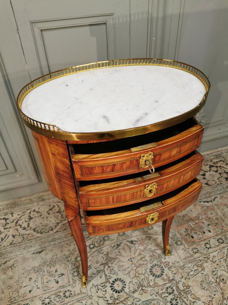 Table De Salon De Forme Tambour d'époque Transition Louis XV / Louis XVI.   XVIIIème-photo-5