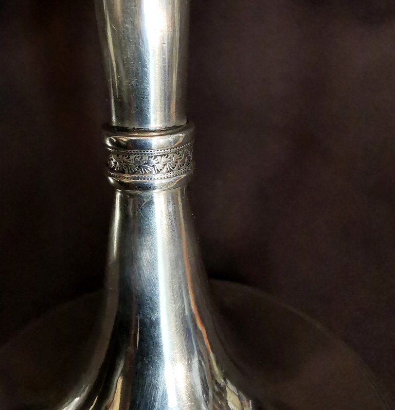 Pair Of Armorial Candlesticks, Empire Period In Sterling Silver-photo-2