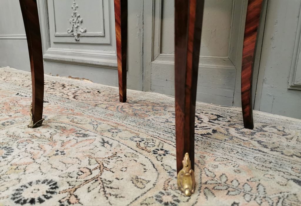 Stamped Marquetry Table L. Moreau. Transition Period.-photo-7