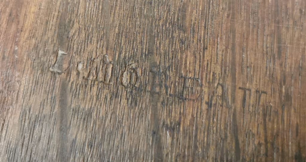 Stamped Marquetry Table L. Moreau. Transition Period.-photo-8