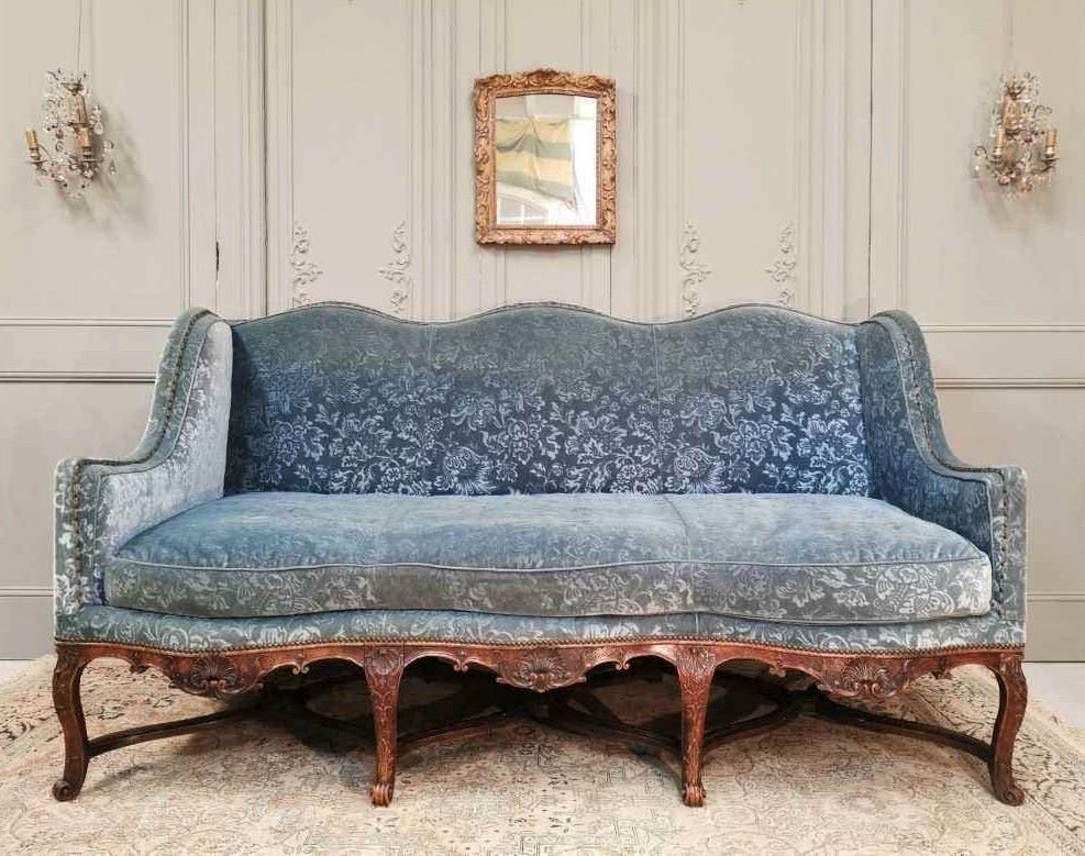 Regency Period Sofa In Stained Beech. Early 18th Century