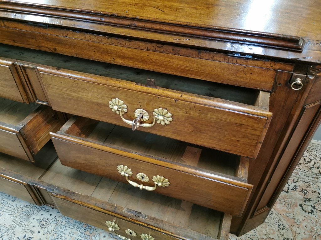 Important Scriban En Noyer Massif d'époque Louis XIV. Fin XVIIème / Début XVIIIème-photo-7