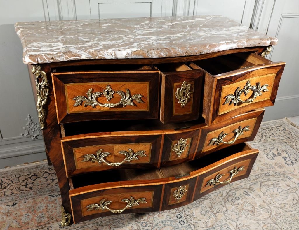 Marquetry Commode Stamped J.g Schlichtig-photo-4